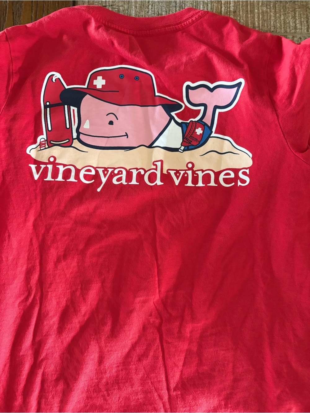 Vineyard Vines Kids Red Lifeguard Whale Tee